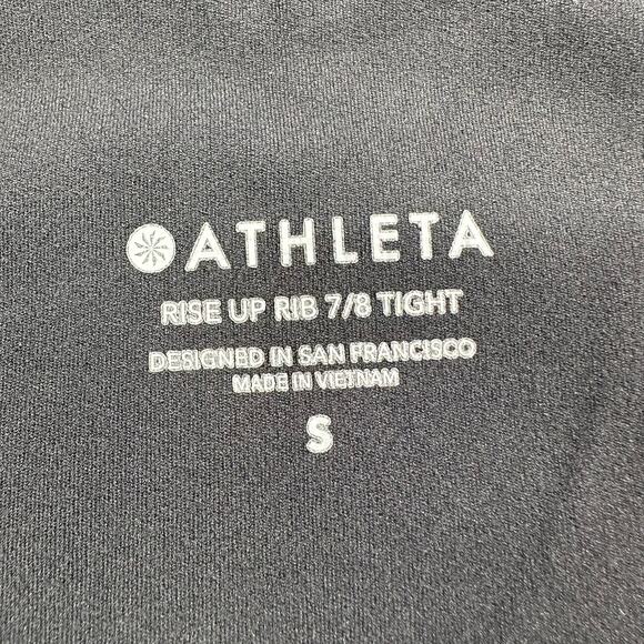 Athleta Leggings Womens Small Black Rise Up Rib 7/8 Yoga Athletic Gym Pilates - Picture 4 of 11